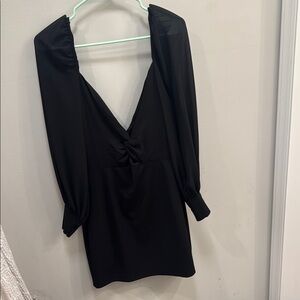 Badgley Mischka Black Draped Neck Dress